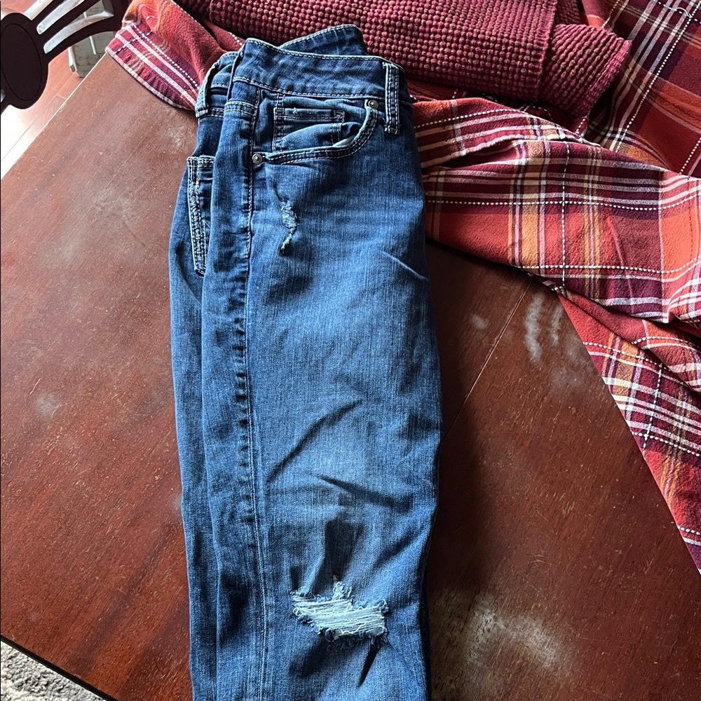 Silver Jeans Women's Distressed Blue Skinny Jeans